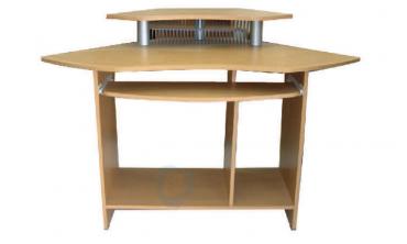 Curved Shape Computer Desk with Books Storage Space 