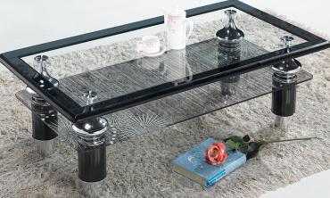 3 Piece Glass Coffee Table Set Includes 1 coffee Table & 2 End Tables with Lower Storage Shelves